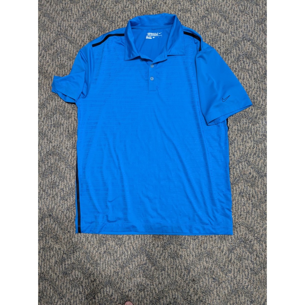 Nike Golf Tour Performance Dri-FIT Polo Shirt Blue Black Stripe Men L 481815-406